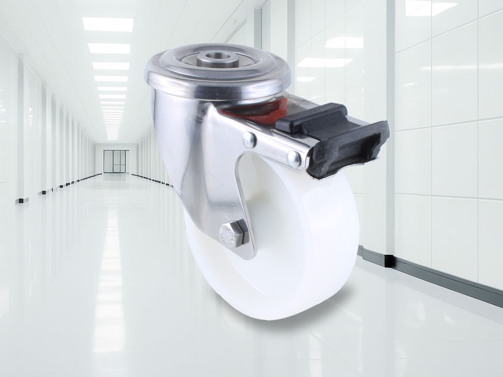 Hygienic POLY-D Polyamide 6HD castor, bolt hole