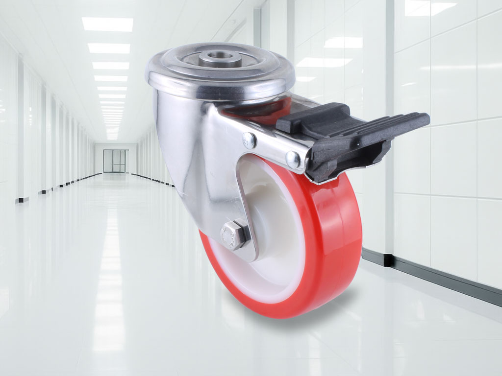 Hygienic D-Namic castor, solid Polyurethane, bolt hole
